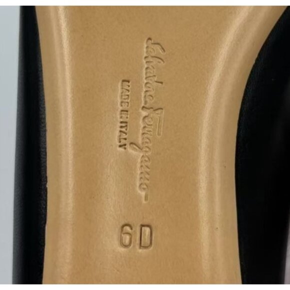 Salvatore Ferragamo Sarno Studded Bow Loafers Black& Gold 6D - Picture 7 of 9